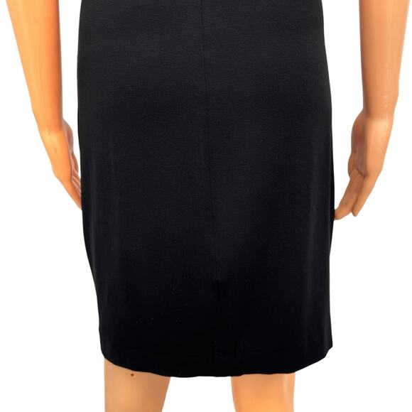 VTG Y2K Cache Black Asymmetric Neckline Bodycon Dress Snake Brooch Made USA M - Picture 12 of 13